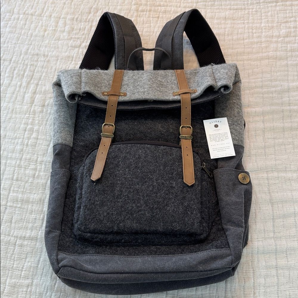 oliday wool/canvas/leather backpack